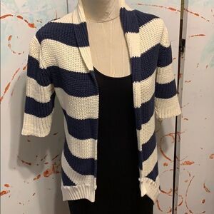 Sweater Project Navy/cream sweater cardigan wrap